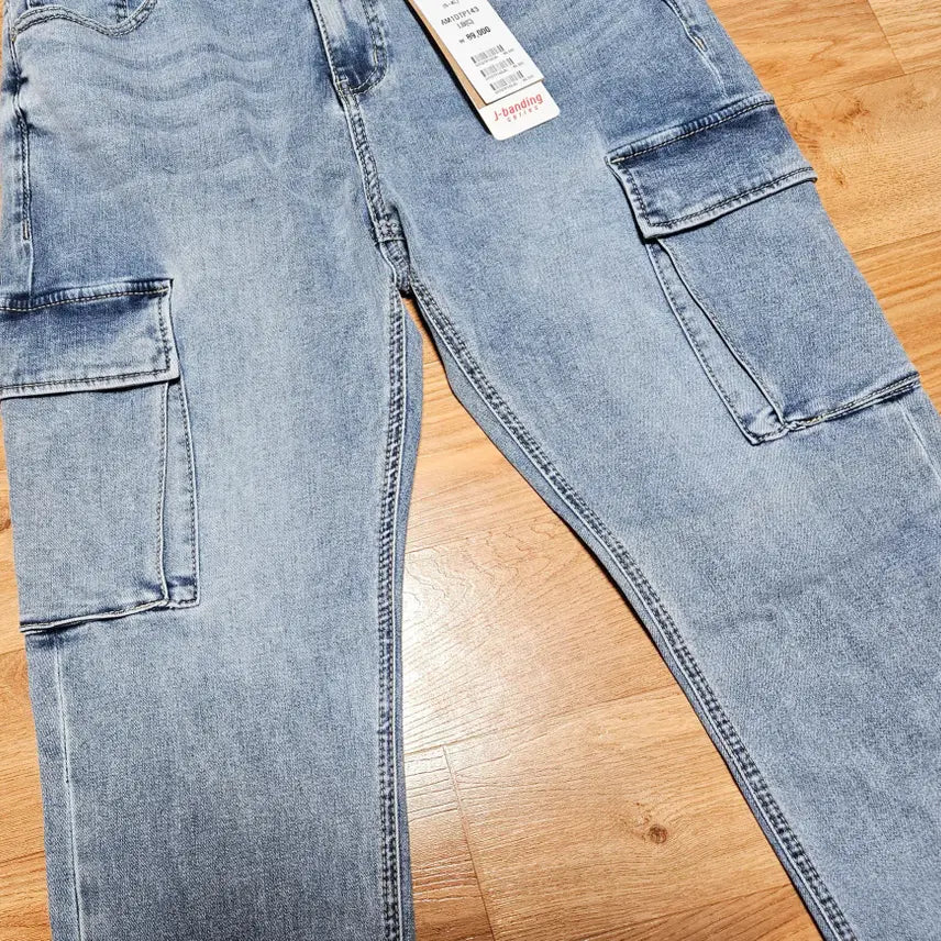 [BUNJANG] Zambay Washed Bending Tapered Cargo Jeans / 잠뱅이 워싱 밴딩 테이퍼드 카고 청바지 L (32)