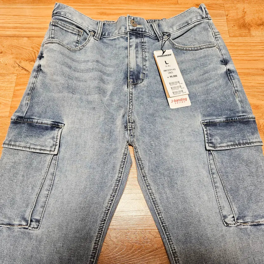 [BUNJANG] Zambay Washed Bending Tapered Cargo Jeans / 잠뱅이 워싱 밴딩 테이퍼드 카고 청바지 L (32)