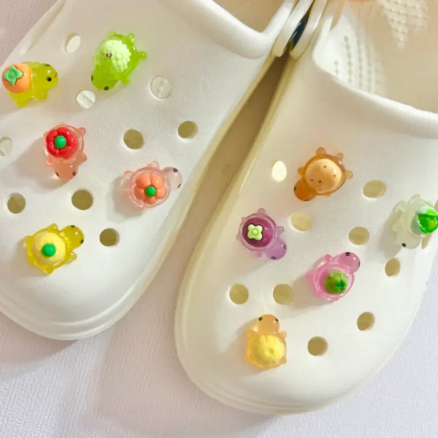 [BUNJANG] Fruit Turtle 10-Piece Set Shoe Charms / 새상품) 과일거북이 10개 세트 지비츠 자비츠 찌비츠 실내 화 실리콘참