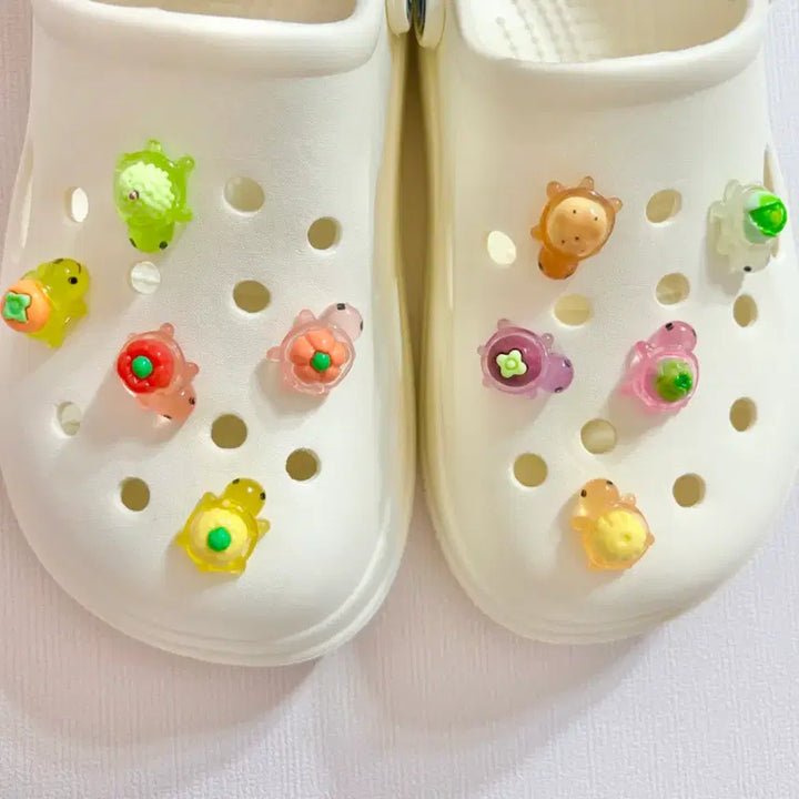 [BUNJANG] Fruit Turtle 10-Piece Set Shoe Charms / 새상품) 과일거북이 10개 세트 지비츠 자비츠 찌비츠 실내 화 실리콘참