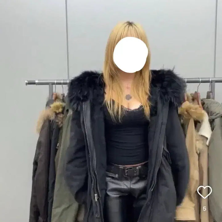 [BUNJANG] Kruvin TGE Y2K Black Fur Hooded Long Field Jacket / 크루빈티지 y2k 블랙퍼 후드 롱 야상 점퍼