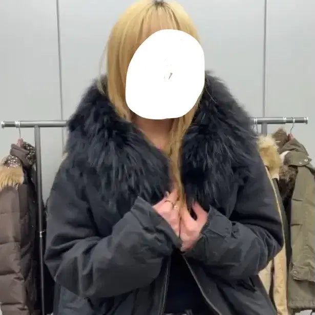 [BUNJANG] Kruvin TGE Y2K Black Fur Hooded Long Field Jacket / 크루빈티지 y2k 블랙퍼 후드 롱 야상 점퍼