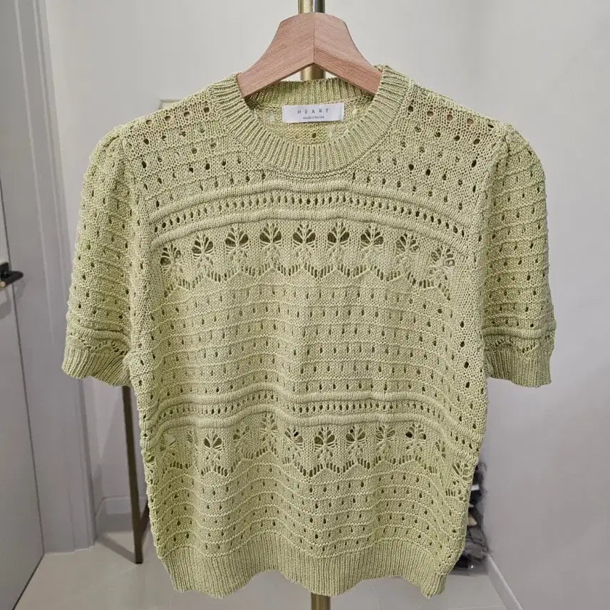 [BUNJANG] Linen Punched Short Sleeve Knit Top / 린넨 펀칭 반팔니트