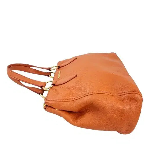 [BUNJANG] Miu Miu RN0620 Gold Logo Orange Leather Tote/Shoulder Bag / 정품 미우미우 RN0620 금장 로고 장식 오렌지 레더 토트/숄더백