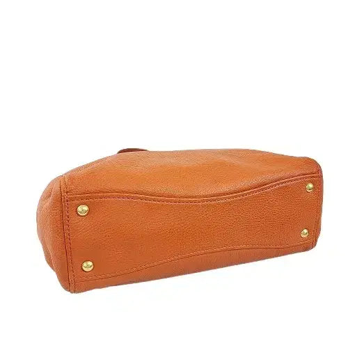 [BUNJANG] Miu Miu RN0620 Gold Logo Orange Leather Tote/Shoulder Bag / 정품 미우미우 RN0620 금장 로고 장식 오렌지 레더 토트/숄더백