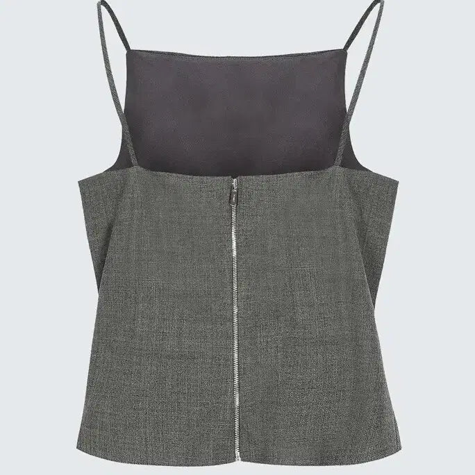 [BUNJANG] Time Wool Blend Belted Cutout Slit Skirt &amp; Drape Sleeveless Top Set / 타임 울 블렌드 벨티드 컷아웃 슬릿 스커트 &amp; 드레이프 슬리브리스 탑
