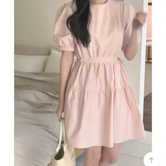 [BUNJANG] Mood &amp; More Rosé Mini Ruffle Dress Pink / 택포) 무드앤모어 로제 미니 캉캉 원피스 핑크