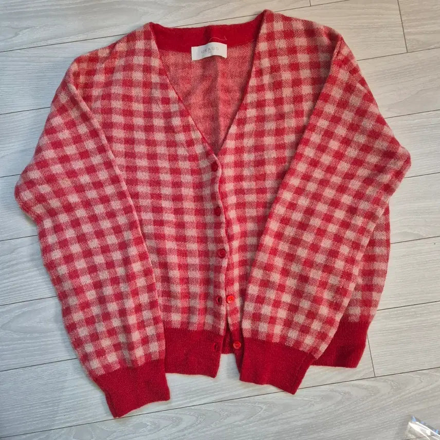 [BUNJANG] URAGO Red Check Cardigan / URAGO유라고 레드 체크 가디건