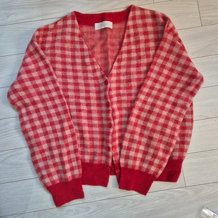 [BUNJANG] URAGO Red Check Cardigan / URAGO유라고 레드 체크 가디건
