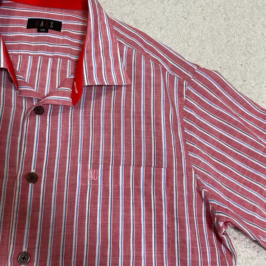 [BUNJANG] Daks Striped Short Sleeve Shirt 105 / 닥스 스트라이프 반팔 셔츠 105