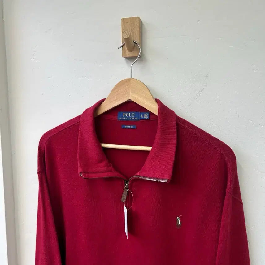 [BUNJANG] Polo Ralph Lauren Red Half-Zip Knit Sweater / 16283 - 폴로 랄프로렌 레드 반집업 니트