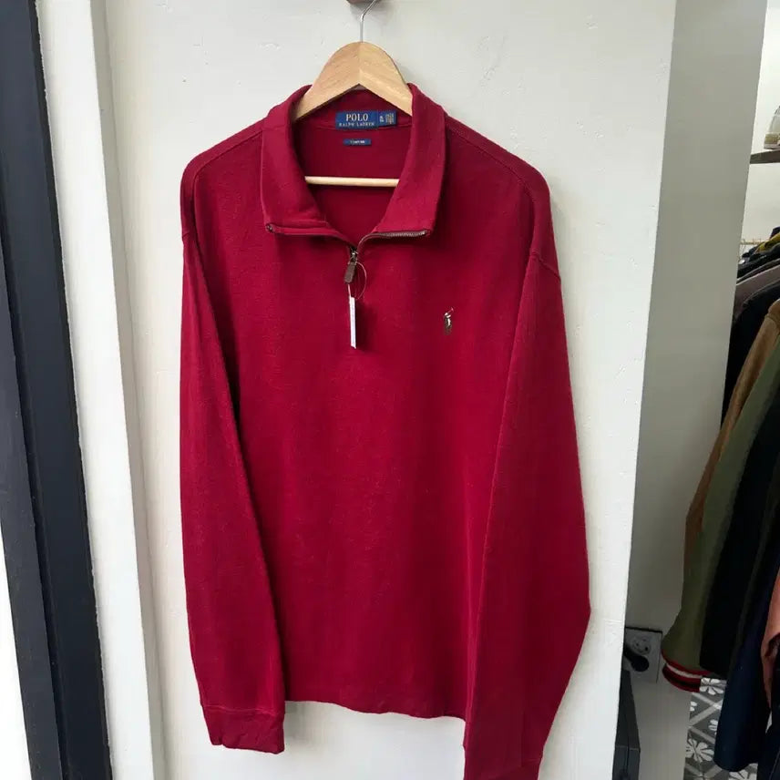 [BUNJANG] Polo Ralph Lauren Red Half-Zip Knit Sweater / 16283 - 폴로 랄프로렌 레드 반집업 니트