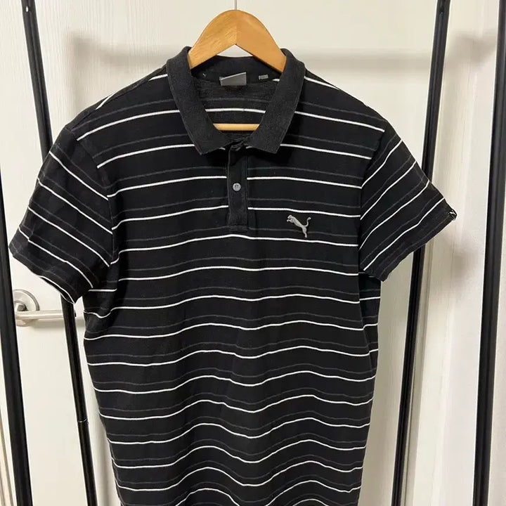 [BUNJANG] Puma Stripe Short Sleeve Polo Shirt / 푸마 스트라이프 반팔 카라티 블랙 1070