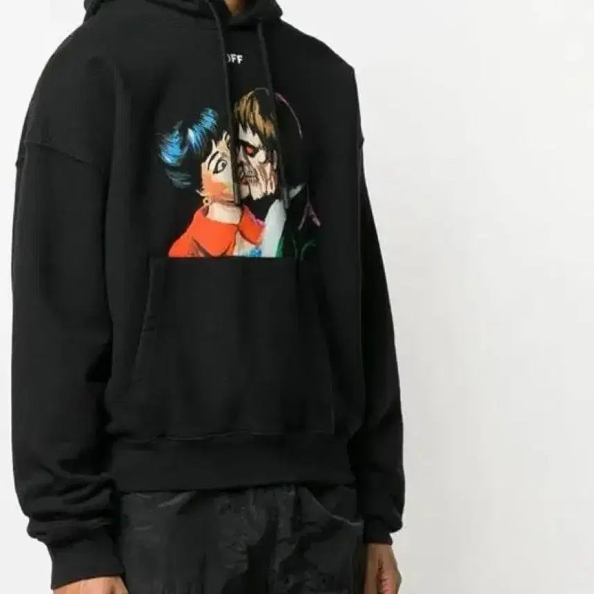 [SOLD OUT] 오프화이트 키스 그래픽 후드티 블랙