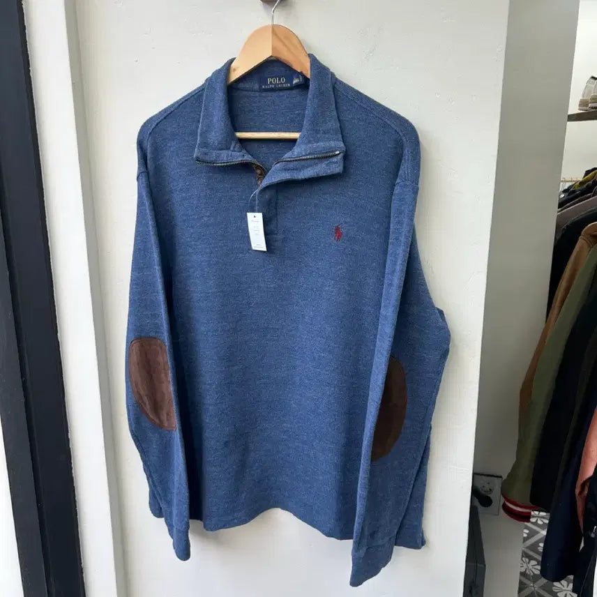 [BUNJANG] Polo Ralph Lauren Blue Half-Zip Knit Sweater / 16284 - 폴로 랄프로렌 블루 반집업 니트