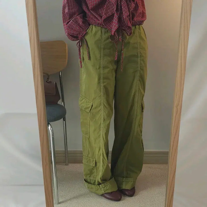 [SOLD OUT] (M)자라 여성 카고 바지 와이드 카키올리브 빈티지 J19W2584