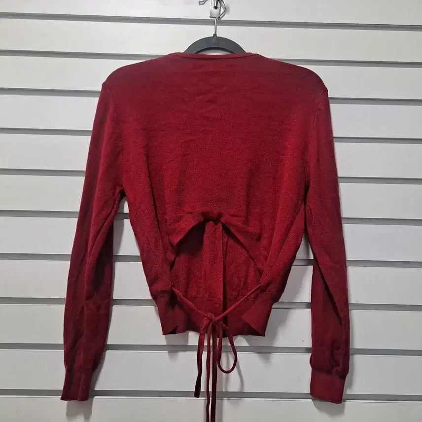 [BUNJANG] Wardrobe Styling Red Short Cardigan / 레드 숏 가디건/백 스트랩/55/옷장꾸미기