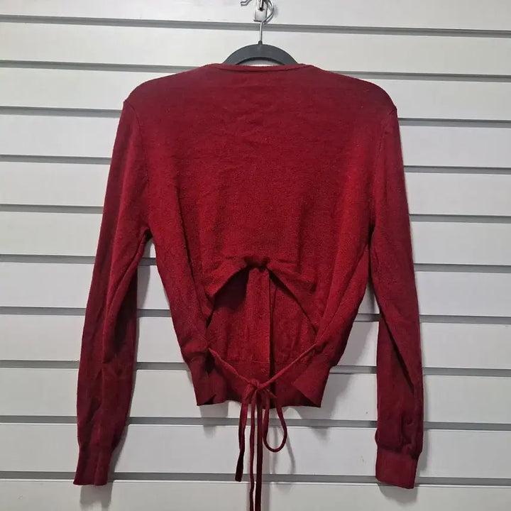 [BUNJANG] Wardrobe Styling Red Short Cardigan / 레드 숏 가디건/백 스트랩/55/옷장꾸미기