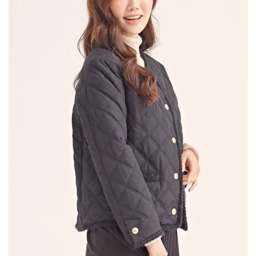 [BUNJANG] Roem Quilted Tweed Black Jacket / Roem 로엠 퀼팅 트위드 블랙 자켓 M