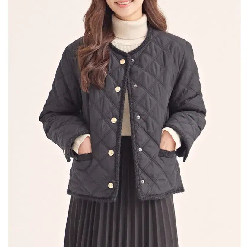 [BUNJANG] Roem Quilted Tweed Black Jacket / Roem 로엠 퀼팅 트위드 블랙 자켓 M
