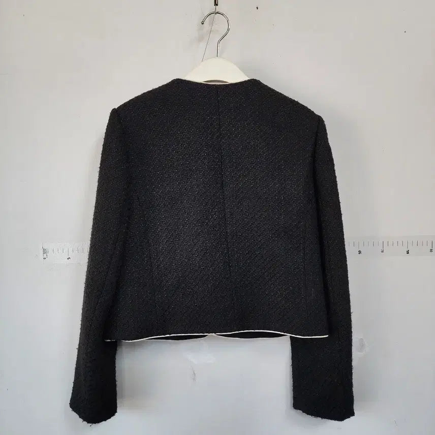 [BUNJANG] Roem Black Tweed Collarless Jacket / 로엠 블랙 트위드 노카라 자켓