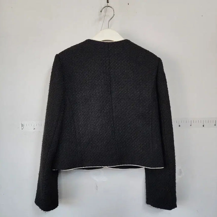 [BUNJANG] Roem Black Tweed Collarless Jacket / 로엠 블랙 트위드 노카라 자켓