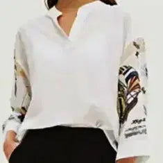 [BUNJANG] Benetton White Oversized Blouse / 베네통 나염소매단 화이트 오버박시핏 블라우스 폴1303