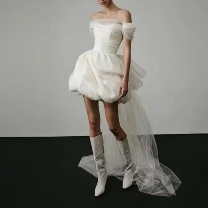 [BUNJANG] Mini White Wedding Dress Rental / 미니 드레스 웨딩 화이트 컨셉사진 2부 피로연 졸업사진 연주회