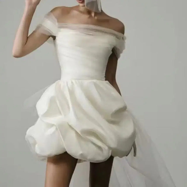[BUNJANG] Mini White Wedding Dress Rental / 미니 드레스 웨딩 화이트 컨셉사진 2부 피로연 졸업사진 연주회