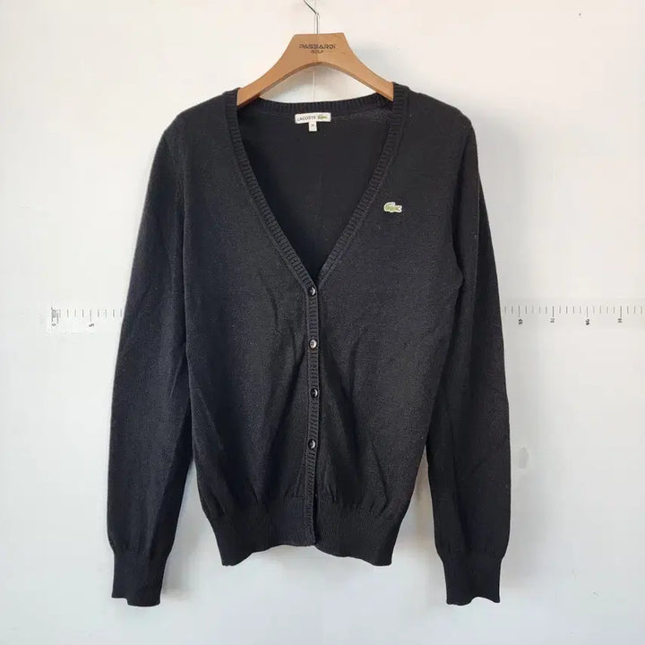 [BUNJANG] Lacoste Black V-Neck Cardigan / 라코스테 블랙 브이넥 가디건