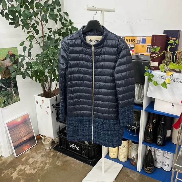 [BUNJANG] Erno Tweed Goose Down Padded Jacket (Size 44) / 에르노 트위드 구스다운 패딩점퍼 44
