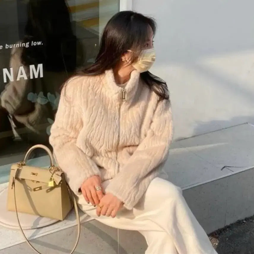 [BUNJANG] Fake Fur Jacket - Cream Ivory / 페이크퍼자켓 새상품