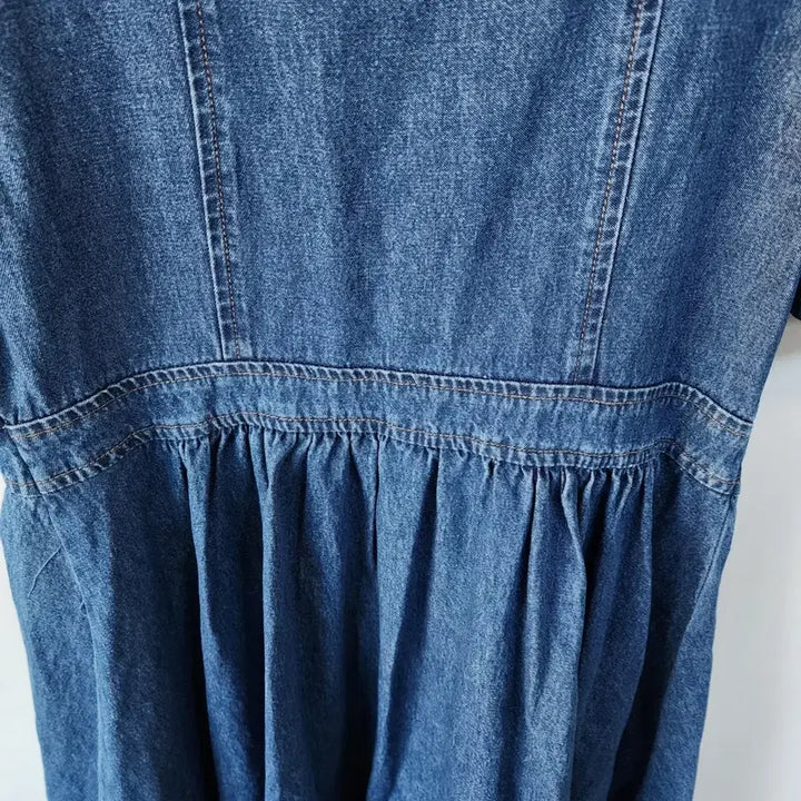 [SOLD OUT] 르꼬르망 청 데님 롱 원피스 퍼프소매 스퀘어넥