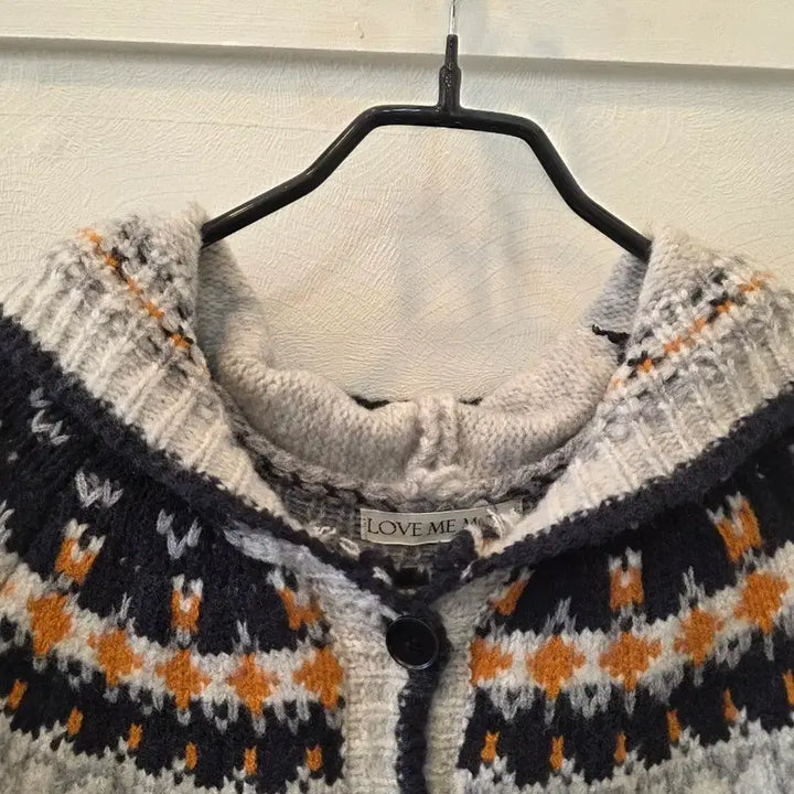 [BUNJANG] LOVE ME MORE Nordic Pattern Hooded Knit Cardigan / LOVE ME MORE 노르딕패턴 후드니트 가디건