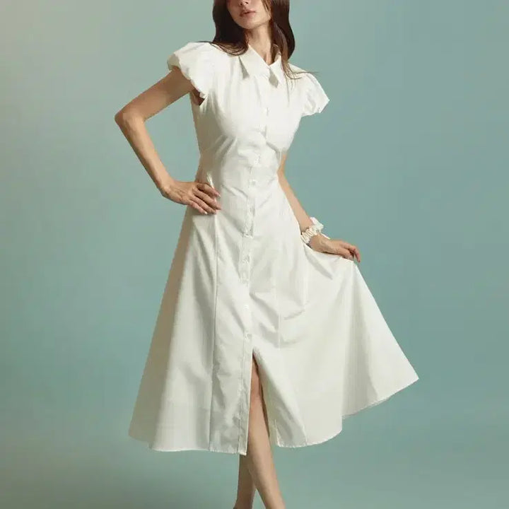 [BUNJANG] DINT D5338 Puff Shirt Dress - New / 딘트 (DINT) D5338 퍼프 셔츠 원피스 - 미착용 새상품