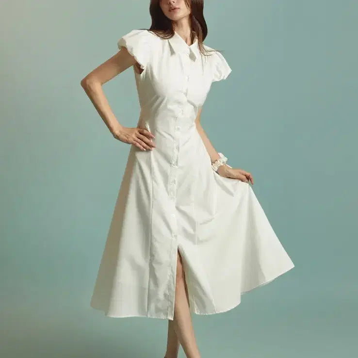 [BUNJANG] DINT D5338 Puff Shirt Dress - New / 딘트 (DINT) D5338 퍼프 셔츠 원피스 - 미착용 새상품