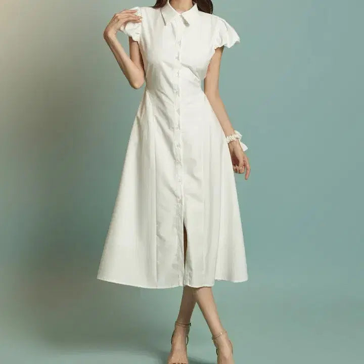 [BUNJANG] DINT D5338 Puff Shirt Dress - New / 딘트 (DINT) D5338 퍼프 셔츠 원피스 - 미착용 새상품