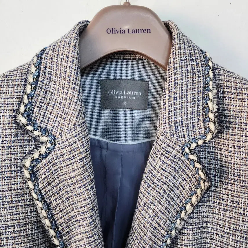 [BUNJANG] Olivia Lauren Navy Tweed Jacket / 올리비아로렌 트위드 자켓