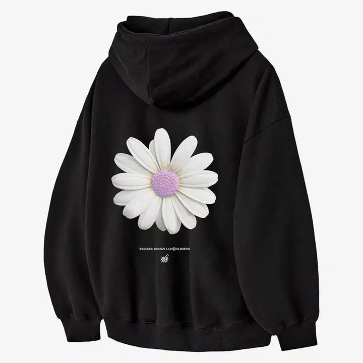 [BUNJANG] Elemyno Daisy Oversized Hoodie Black XL / [새상품] XL 엘리메노 데이지 오버핏 후드티셔츠 블랙