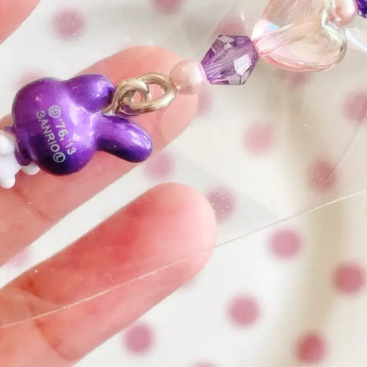 [BUNJANG] Hokkaido Lavender My Melody Heart Bead Strap / 고전 홋카이도 라벤더 마이멜로디 하트 비즈 스트랩