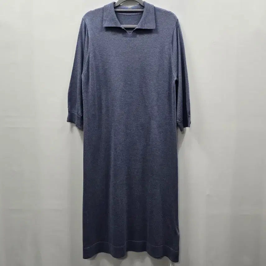[BUNJANG] Hellen Karen Blue Collar Neck Knit Long Dress / 1342 hellen karen 블루 카라넥 니트 롱 원피스 66
