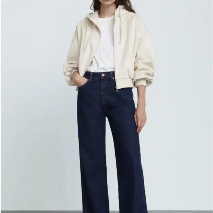 [BUNJANG] Zara Suede Hooded Zip-up Ivory / 자라 스웨이드 후드집업 아이보리