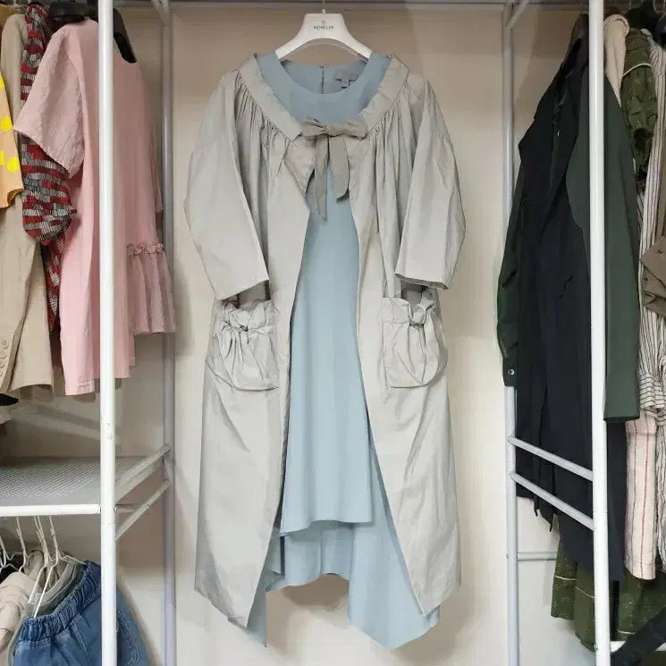 [BUNJANG] MARNI Ruffle Open Trench Coat / 명품 MARNI 마르니 쇼라인 리본셔링 오픈 원피스형 트렌치 자켓 코트