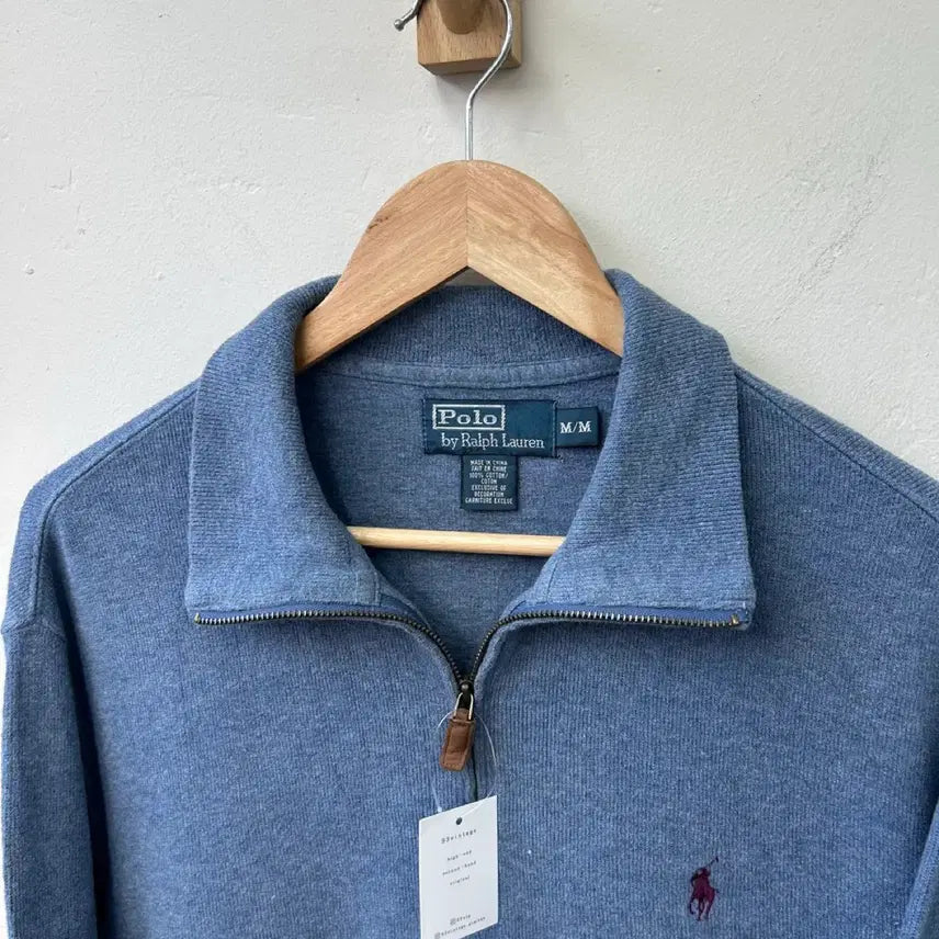[BUNJANG] Polo Ralph Lauren Blue Half-Zip Knit Sweater / 16279 - 폴로 랄프로렌 블루 반집업 니트