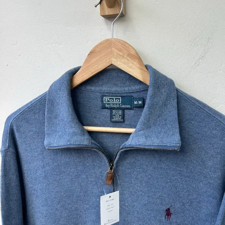 [BUNJANG] Polo Ralph Lauren Blue Half-Zip Knit Sweater / 16279 - 폴로 랄프로렌 블루 반집업 니트