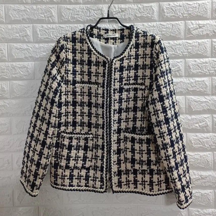[BUNJANG] Navy Beige Pattern Tweed Jacket / 네이비.베이지패턴 트위드자켓