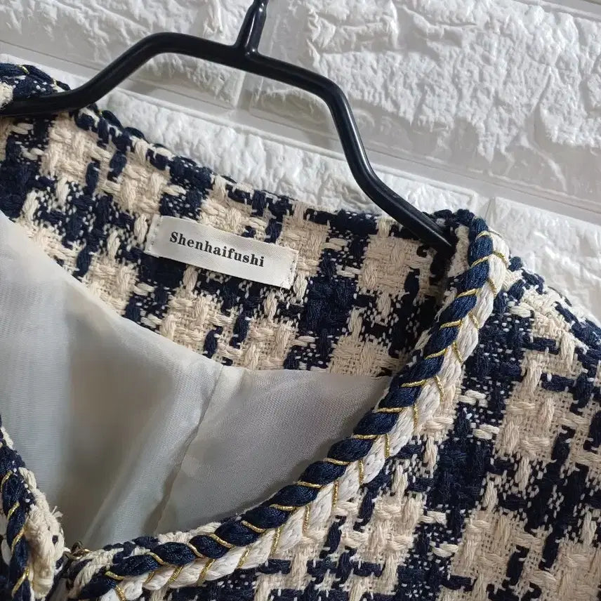 [BUNJANG] Navy Beige Pattern Tweed Jacket / 네이비.베이지패턴 트위드자켓