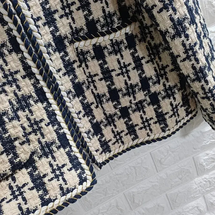 [BUNJANG] Navy Beige Pattern Tweed Jacket / 네이비.베이지패턴 트위드자켓