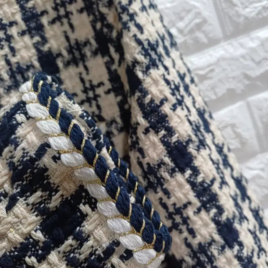 [BUNJANG] Navy Beige Pattern Tweed Jacket / 네이비.베이지패턴 트위드자켓