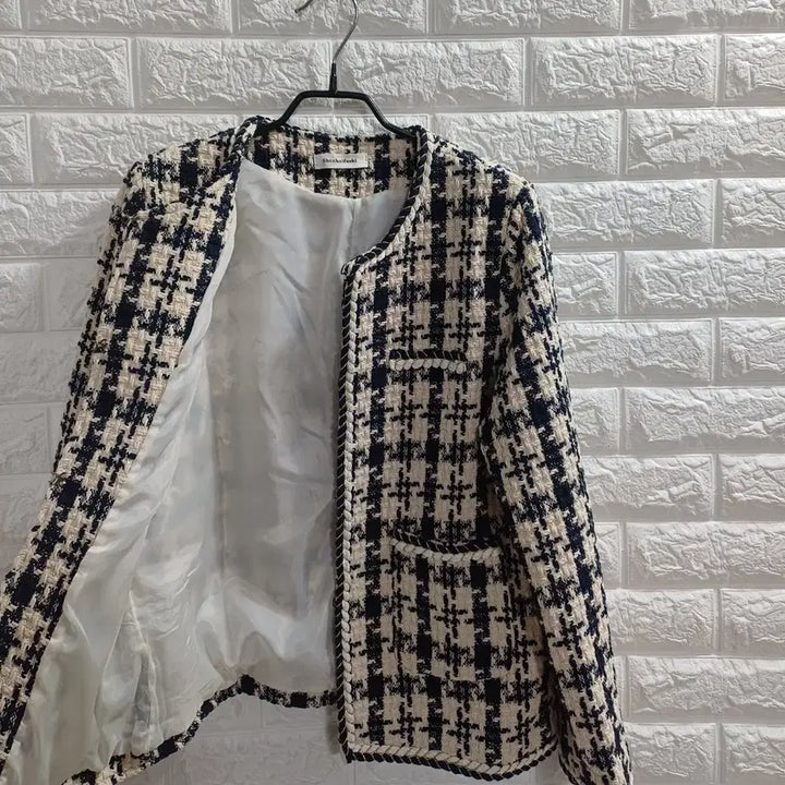 [BUNJANG] Navy Beige Pattern Tweed Jacket / 네이비.베이지패턴 트위드자켓